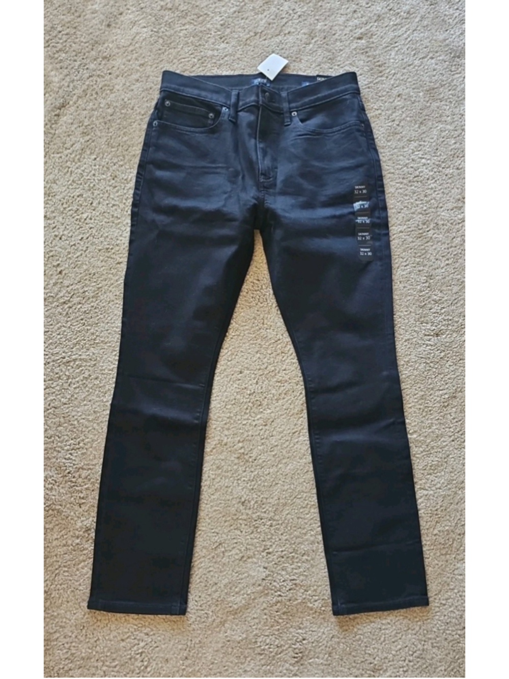 J.CREW Men's Signature Flex+ Skinny Jeans 32x30 Dark Shadow Wash Black NEW